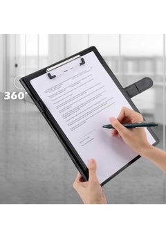 SYOSI حافظة أوراق Padfolio، حافظة أوراق جلدية مع غطاء لحامل المفكرة A4، حافظة أعمال للسيرة الذاتية، دفتر قانوني، مقابلة، حافظة أوراق بحجم خطاب للنساء والرجال (أسود)  - Image 2