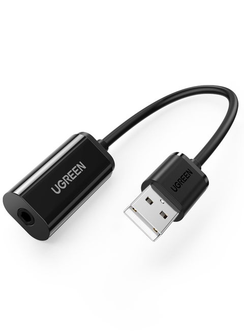 UGREEN USB Sound Card External Converter USB Audio Adapter with 3.5mm Aux Stereo Compatible with Headset PC Laptops Desktops PS4 PS5 Windows Mac and Linux Black