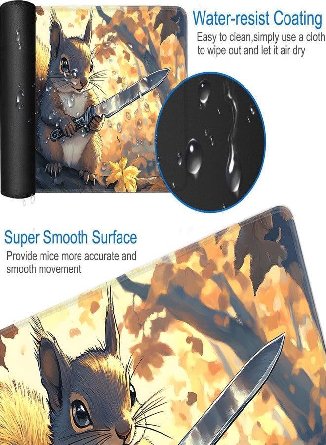 JVGFYNKL for MTG Game Playmat - 24 x 14 inches with Dices and Storage Bags, Non-Slip Base for TCG and Board Game Card Mats, Trading Card Games Mat, Squirrel with Sword Pattern Collectible Card Playmats - Image 3