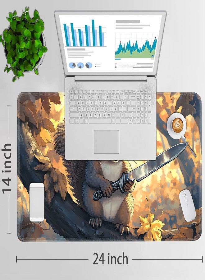 JVGFYNKL for MTG Game Playmat - 24 x 14 inches with Dices and Storage Bags, Non-Slip Base for TCG and Board Game Card Mats, Trading Card Games Mat, Squirrel with Sword Pattern Collectible Card Playmats - Image 2