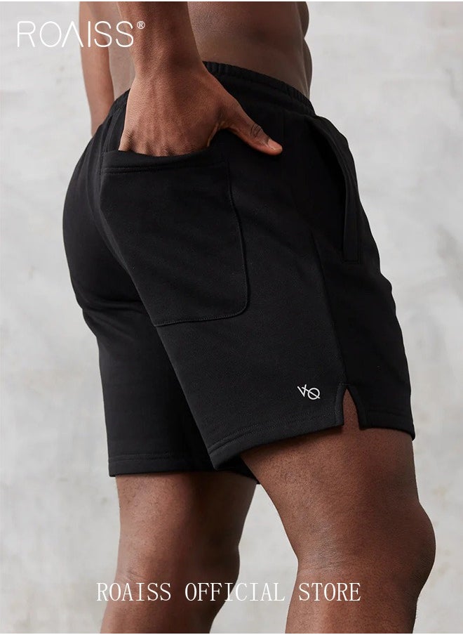 roaiss Gym Drawstring High Waist Loose Shorts for Men Casual Breathable Sweat Short Pants with Pockets Five Point Pants for Sports  - Image 4