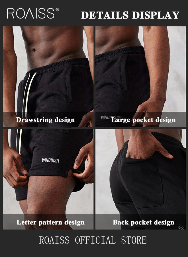 Men Sport Shorts with Multiple Pockets, Comfortable Straight Leg Pants for Men, Solid Short Pants with Adjustable Drawstring and Elastic Waistband, Suitable for Active Lifestyles and Casual Occasions image 7
