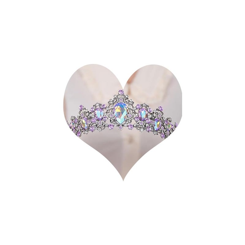 Bridal Baroque Purple Crystal Silver Headpiece Silver Princess Wedding Headband Royal Shiny Colorful Crystal Rhinestone Hair Costume for Women and Girls purple