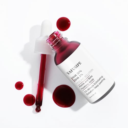YAFUSIPE AHA 30 BHA 2 Peeling Solution Exfoliating Chemical Skin Peel for Face at Home Facial Mask Red Peeling BHA Liquid Exfoliant Acid Peels Salicylic Acid Exfoliators Acid Peel for Face 1Floz - Image 1