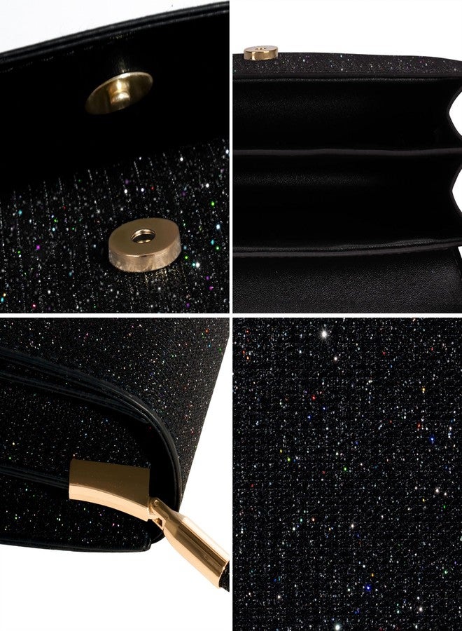 Toptime Evening Bag Clutch Purse for Women, Sparkling Envelope Handbag with 2 Compartments, Elegent Wedding Black Clutch for Womens Ladies Girls, Small Formal Shoulder Bag for Prom Cocktail Party - Image 3