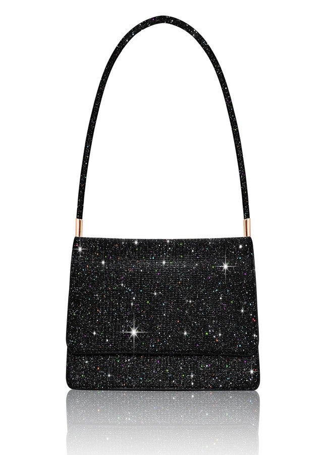Toptime Evening Bag Clutch Purse for Women, Sparkling Envelope Handbag with 2 Compartments, Elegent Wedding Black Clutch for Womens Ladies Girls, Small Formal Shoulder Bag for Prom Cocktail Party - Image 1