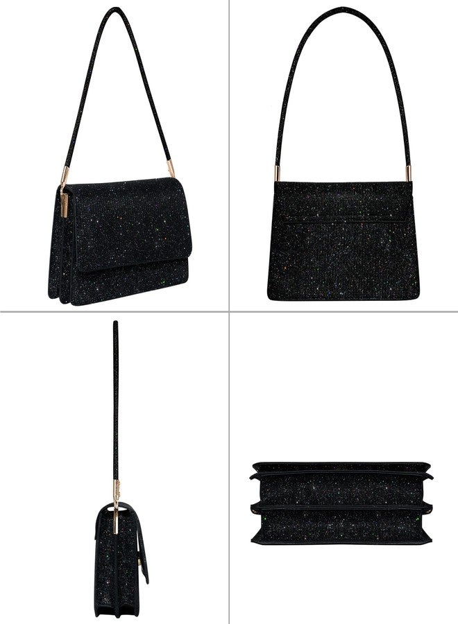 Toptime Evening Bag Clutch Purse for Women, Sparkling Envelope Handbag with 2 Compartments, Elegent Wedding Black Clutch for Womens Ladies Girls, Small Formal Shoulder Bag for Prom Cocktail Party - Image 5
