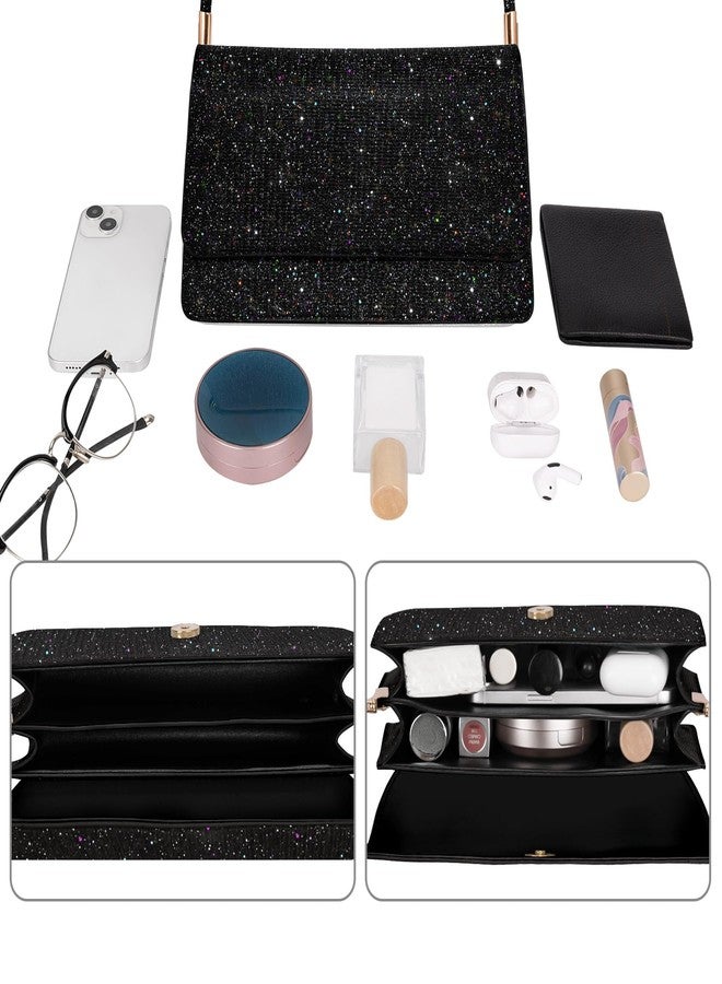 Toptime Evening Bag Clutch Purse for Women, Sparkling Envelope Handbag with 2 Compartments, Elegent Wedding Black Clutch for Womens Ladies Girls, Small Formal Shoulder Bag for Prom Cocktail Party - Image 4
