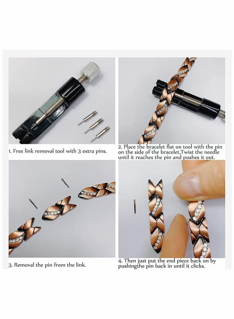 Copper Bracelet for Women Crystal Link Chain Charm Jewelry Gift 3500 Gauss Magnets with - Image 5