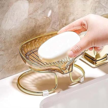 PRISO Golden Ring Self Draining Dish with Holder Box Metal Stand Suitable for Shower, Soap Dish with, Bathroom, Kitchen Sink Bathtub Use - Multicolor. (1 pcs) - Image 3