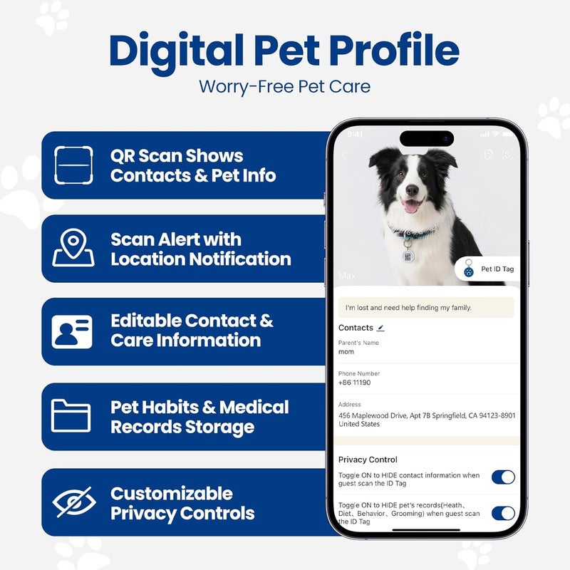 PawView [5-Pack] QR Code Pet ID Tags for Dogs & Cats – Cute Fruit Designs, Waterproof Smart Dog Tags Personalized, Scan QR for Instant Location Alert, Emergency Contact and Modifiable Pet Profile - Image 3