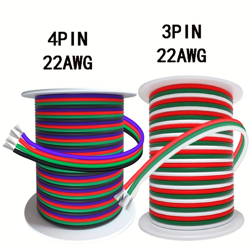 22 Gauge 4 Pin Power Extension Cable 787.4 Inch Compatible With WS2812B WS2811 RGB LED Strips For 3528 5050 LEDs PC Build Lighting DIY RGB - Image 1