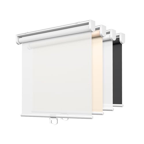 LazBlinds No Tools No Drill Cordless Roller Shades Light Filtering Window Sheer Shades Transparent UV Protection Roll Up Blinds for Windows 20 W x 72 H White - Image 1