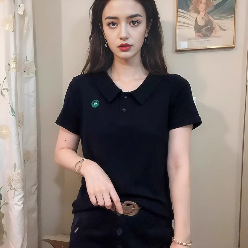2025 Explosions New Doll Collar Short-Sleeved T-Shirt Women'S Fashion Western-Style Embroidered Top Age-Reducing Trend Tiktok Same Style - Image 5