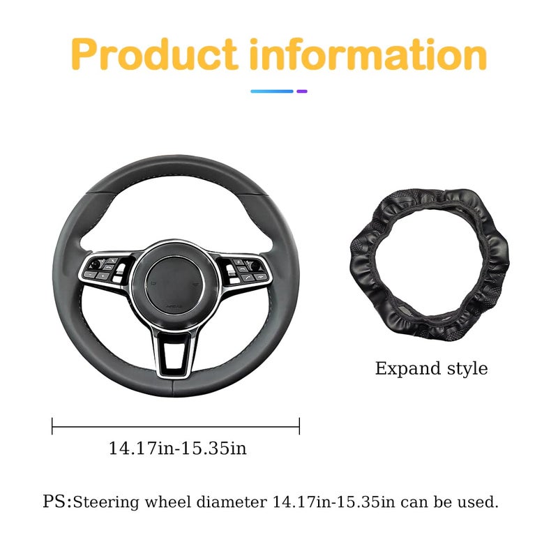 Osilly Car Steering Wheel Cover, 15 inch Carbon Fiber Microfiber PU Leather Elastic Steering Wheel Protector for Men Women, Anti-Slip Breathable Car Interior Accessories for Most Cars (Blue) - Image 2