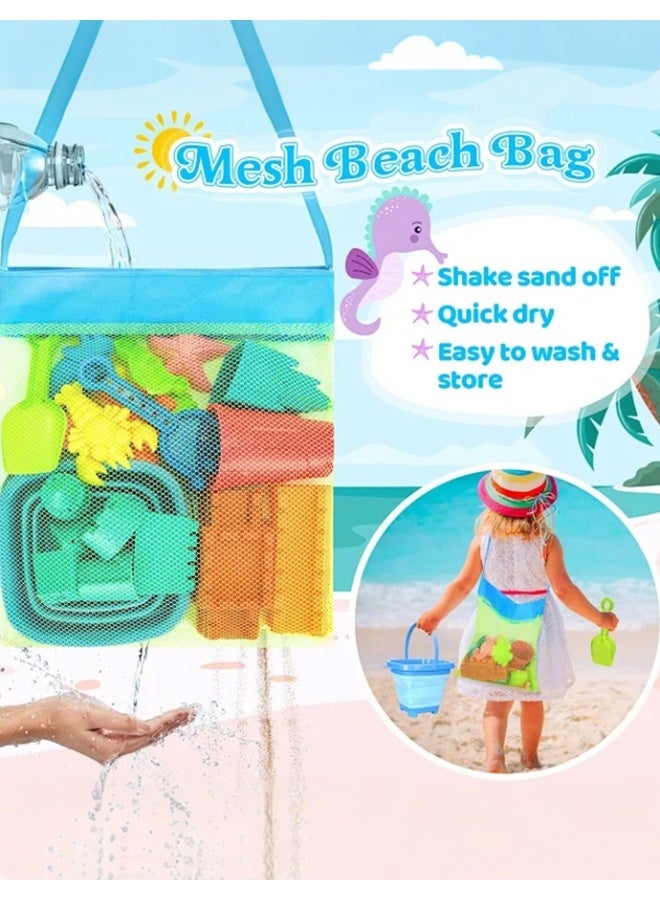 Sand kids Castle theme Beach play Toys，, Collapsible Sand Bucket，Shovels Set，with Mesh storage Bag, Sand Castle toy set, Dinosaur and Marine Animal Modeling Module，for Toddlers Kids Age 3-10 - Image 3