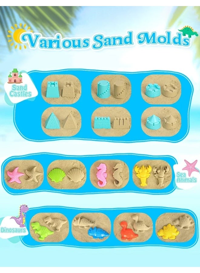 Sand kids Castle theme Beach play Toys，, Collapsible Sand Bucket，Shovels Set，with Mesh storage Bag, Sand Castle toy set, Dinosaur and Marine Animal Modeling Module，for Toddlers Kids Age 3-10 - Image 5