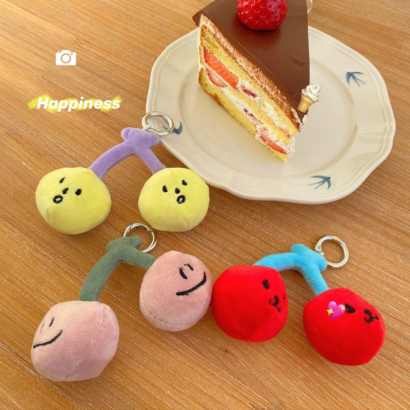 Ins Cute Cherry Keychain Expression Series Fruit Cute Plush Bag Pendant Decorative Pendant For Girlfriends - Image 3