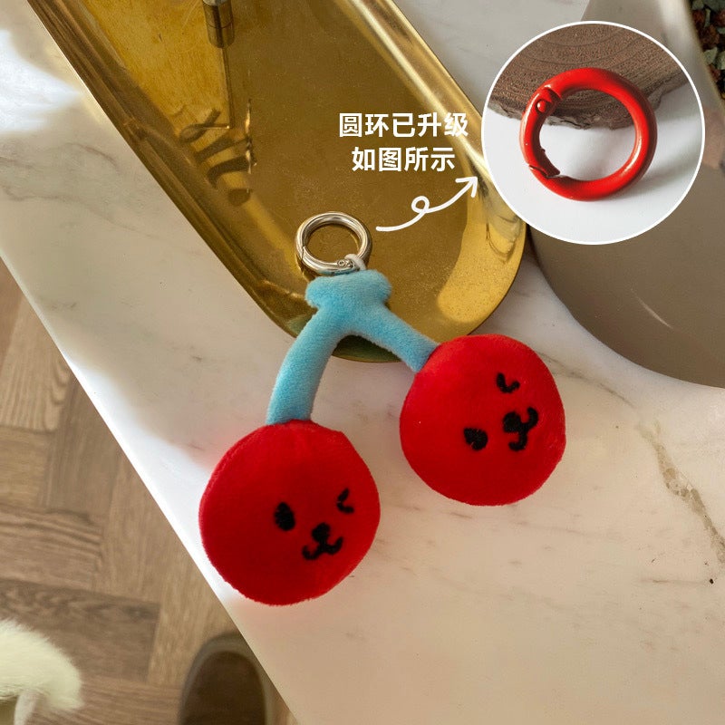 Ins Cute Cherry Keychain Expression Series Fruit Cute Plush Bag Pendant Decorative Pendant For Girlfriends - Image 1
