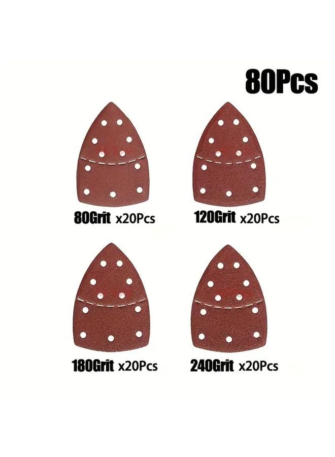 80 قطعة من ورق الصنفرة المثلث متوسط الحبيبات لصنفرة وتلميع الخشب الجاف - Image 1