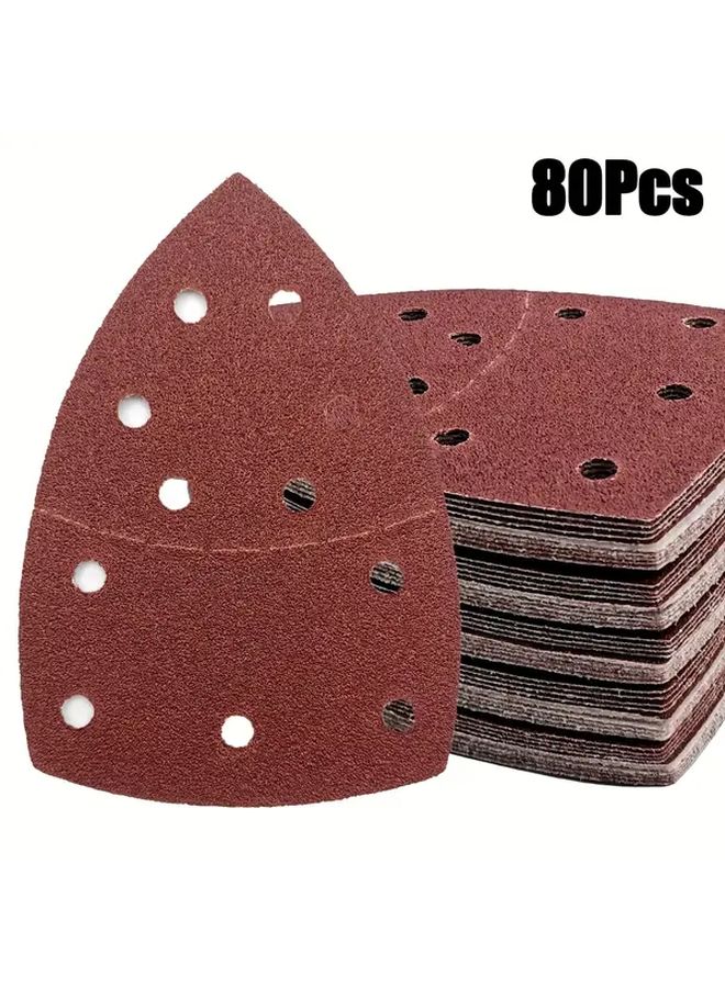 80 قطعة من ورق الصنفرة المثلث متوسط الحبيبات لصنفرة وتلميع الخشب الجاف - Image 2
