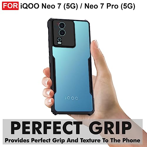 Cedo غطاء خلفي CEDO لجهاز iQOO Neo 7 / Neo 7 Pro (5G) | حماية الكاميرا حافة مضادة للصدمات | حماية 360 درجة من الأكريليك الشفاف TPU+PC | غطاء خلفي شفاف Eagle (أسود) - Image 2