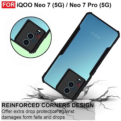 Cedo غطاء خلفي CEDO لجهاز iQOO Neo 7 / Neo 7 Pro (5G) | حماية الكاميرا حافة مضادة للصدمات | حماية 360 درجة من الأكريليك الشفاف TPU+PC | غطاء خلفي شفاف Eagle (أسود) - Image 3