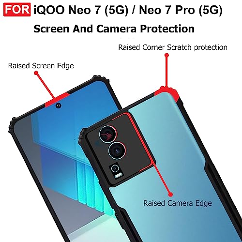 Cedo غطاء خلفي CEDO لجهاز iQOO Neo 7 / Neo 7 Pro (5G) | حماية الكاميرا حافة مضادة للصدمات | حماية 360 درجة من الأكريليك الشفاف TPU+PC | غطاء خلفي شفاف Eagle (أسود) - Image 4