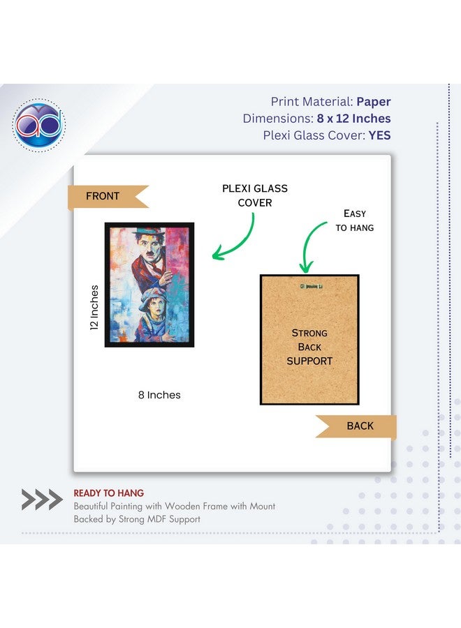 Mad Masters Sir Charlie Chaplin with Kid Sneaking Out English Comic Actor (MM 1954, 8x12 Inch, Paper, With Plexi Glass) - Image 2