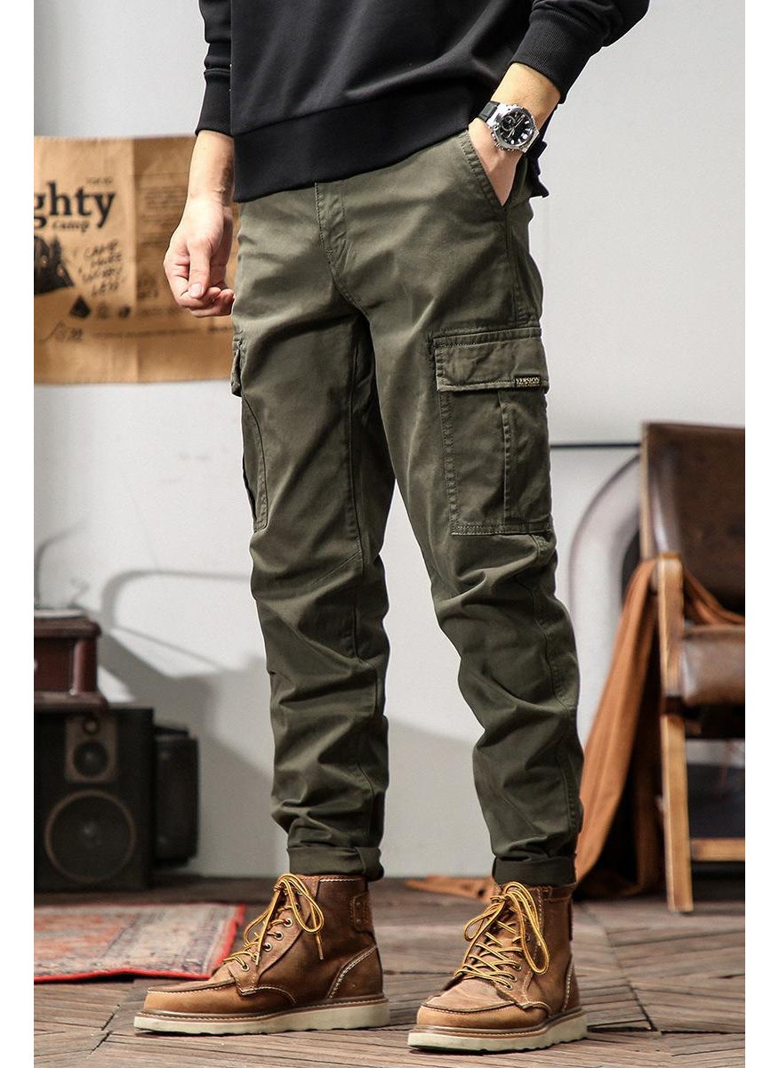 Generic - American Style Vintage Large Pocket Cargo Pants Loose Fit Japanese Style Trousers Trendy Brand Zipper Up Casual Pants For Men Khakis - Image 1