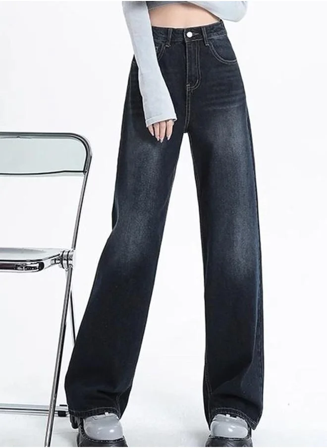 يونيكي Blue Cotton Straight Fit High-Rise Jeans