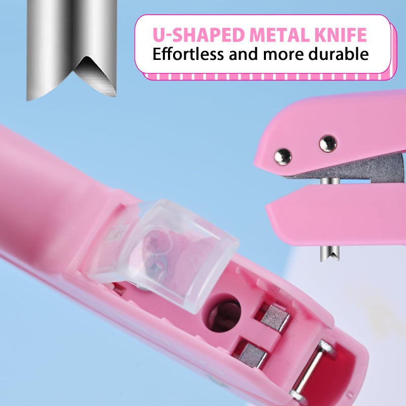 Cgerma Single Hole Punch, 1/4" Hole Punches, 50% Labor Savings, Paper Hole Puncher, 15 Sheet Capacity, for Paper Cards Plastic Cardboard, Lightweight, Pink - Image 4