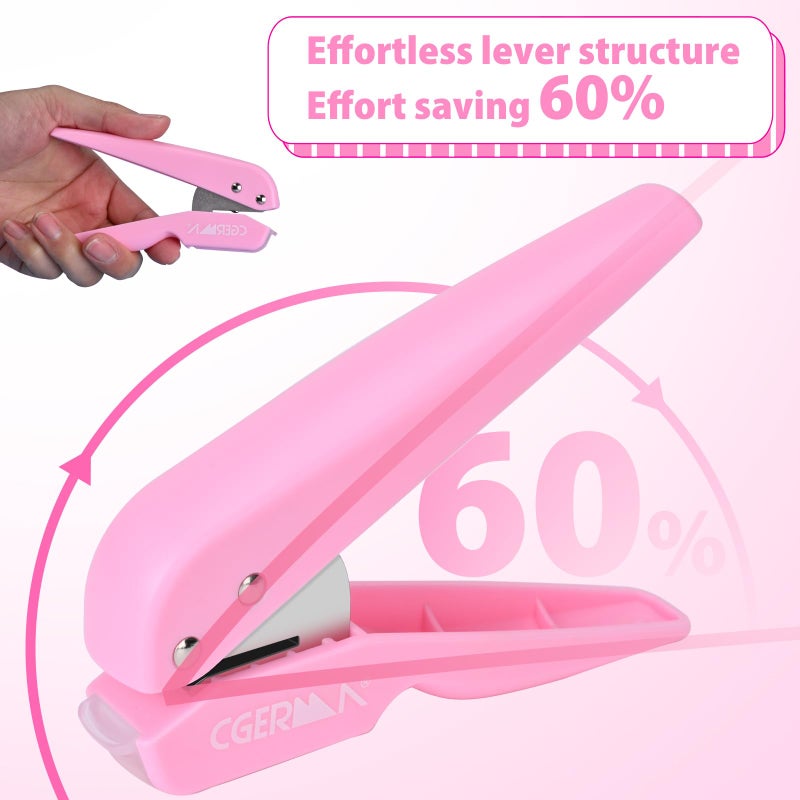 Cgerma Single Hole Punch, 1/4" Hole Punches, 50% Labor Savings, Paper Hole Puncher, 15 Sheet Capacity, for Paper Cards Plastic Cardboard, Lightweight, Pink - Image 3