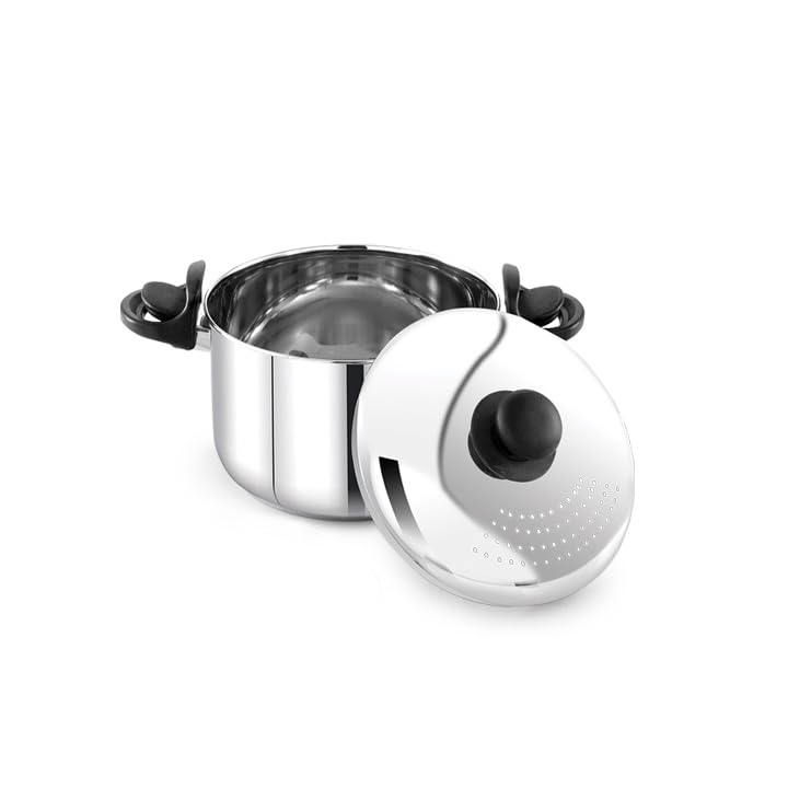Praylady 3.7L Stainless Steel Strainer Pot (Without Glass Lid), Pasta Pot – Multipurpose for Pasta, Rice & Noodles with Built-in Strainer Lid, Induction Base, Dishwasher Safe, 2-Year Warranty - Image 2