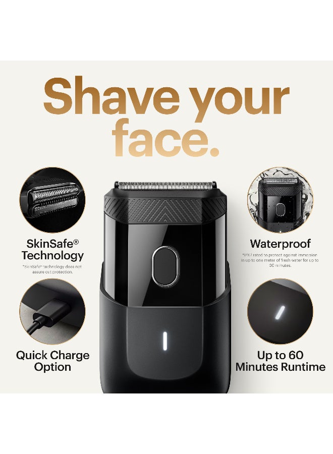 Manscaped The Handyman Compact Face Shaver – Portable Men’s Travel Facial Hair Groomer, USB-C Rechargeable Razor, Electric Foil Face Shaver, Waterproof, Cordless, Dual-Action SkinSafe Foil Blades - Image 2