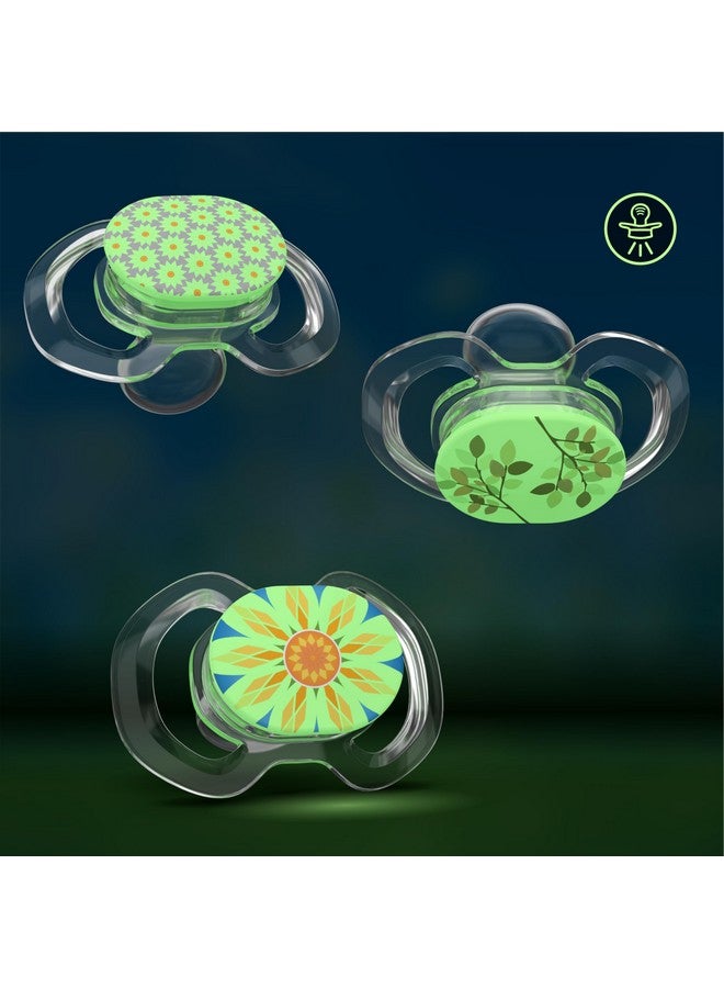 Smilo Baby Pacifier - 3 Pack of Slimline Pacifiers for Babies - Stage 3 for Babies 9+ Months - 100% Silicone Pacifier and BPA Free - Glow in The Dark - Spring Sunflower Edition - Image 2