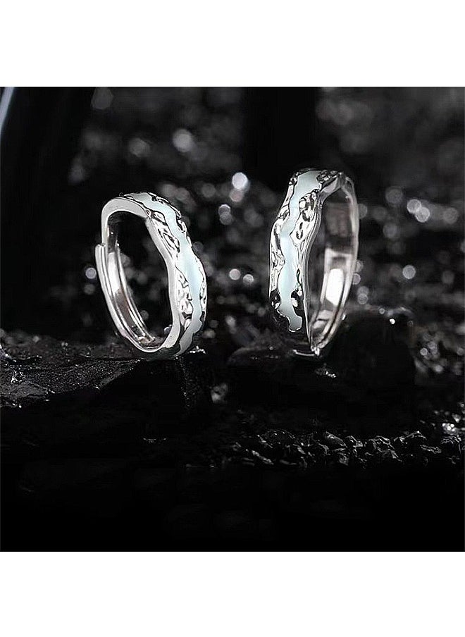 Beyond Luminescence Couples Promise Rings, Anti Fading Titanium Engagement Ring, Suitable As A Couple Gift and Wedding Ring (Silver)  - Image 2