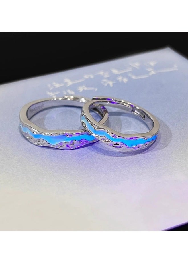 Beyond Luminescence Couples Promise Rings, Anti Fading Titanium Engagement Ring, Suitable As A Couple Gift and Wedding Ring (Silver)  - Image 5