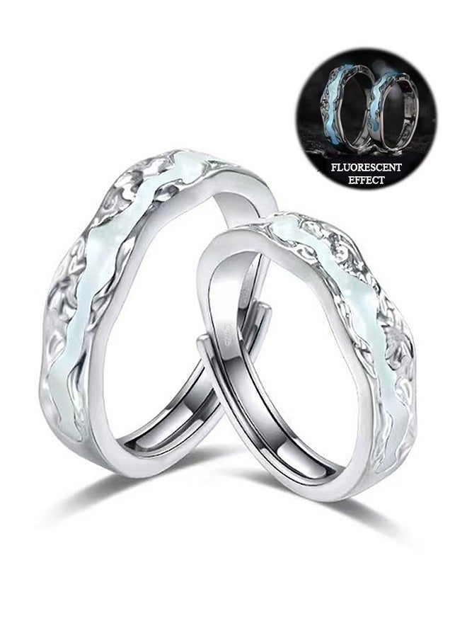 Beyond Luminescence Couples Promise Rings, Anti Fading Titanium Engagement Ring, Suitable As A Couple Gift and Wedding Ring (Silver)  - Image 1