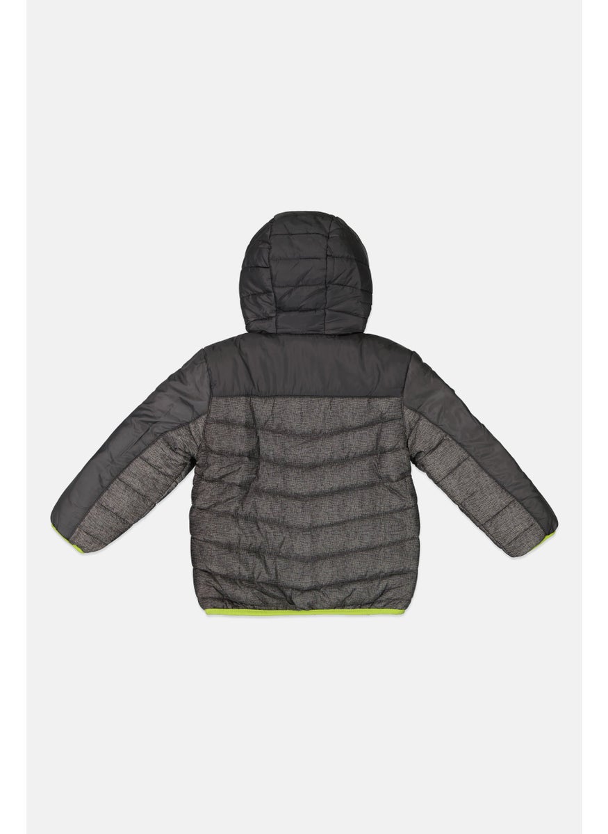 Weatherproof Kids Boy Brand Logo Reversible Puffer Jacket, Grey/Lime  - Image 2