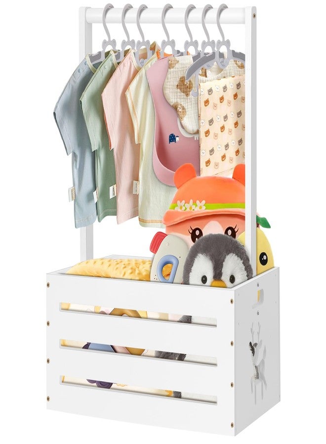 HAFTKD Wooden Baby Shower Crate Closet, Large Baby Toy Storage Basket with Handle, 30"x16"x11" for Newborn Boys Girls Pregnancy New Parents Gifts - White Color - Image 1