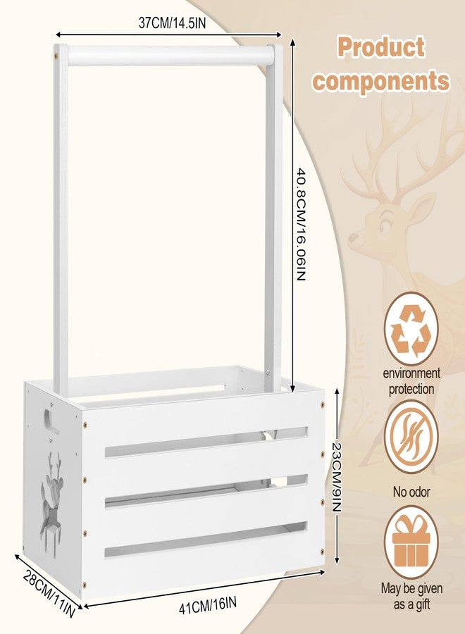 HAFTKD Wooden Baby Shower Crate Closet, Large Baby Toy Storage Basket with Handle, 30"x16"x11" for Newborn Boys Girls Pregnancy New Parents Gifts - White Color - Image 3