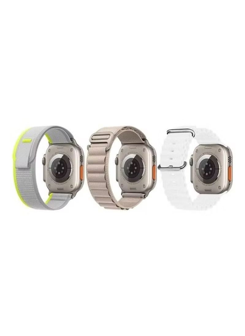 Generic 3Pack for Apple Watch Band 49mm 45mm 44mm 42mm Alpine Loop Band, Trail Band, Ocean Band Compatible with Apple Watch Ultra/8/7/SE/6/5/4/3/2/1 White/Beige/Grey  - Image 1