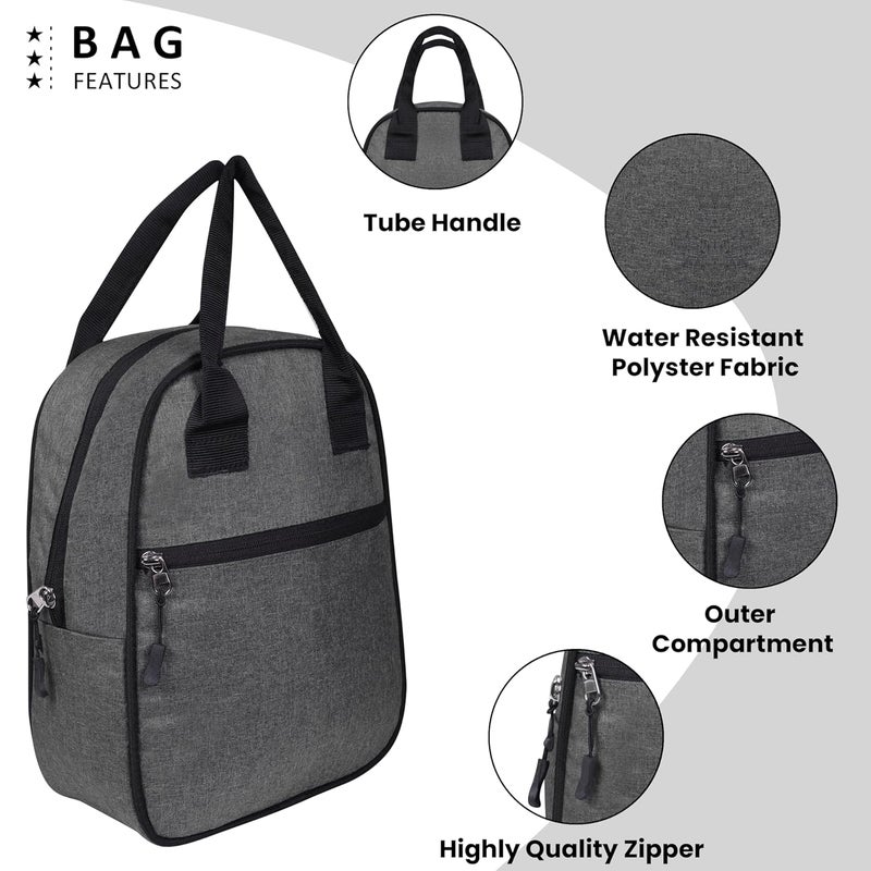 OxbOw Travel Lunch/Tiffin/Storage Bag with Bottle Comportment Picnic Tote Cooler Bag for Women Kids Men Office, College & School (Black) - Image 3