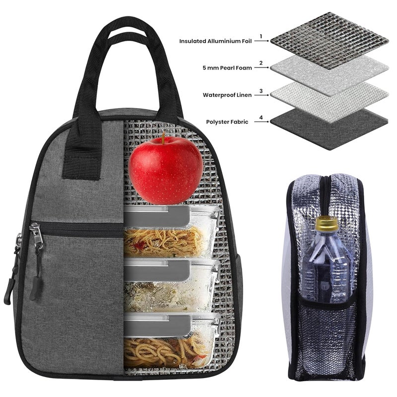 OxbOw Travel Lunch/Tiffin/Storage Bag with Bottle Comportment Picnic Tote Cooler Bag for Women Kids Men Office, College & School (Black) - Image 4