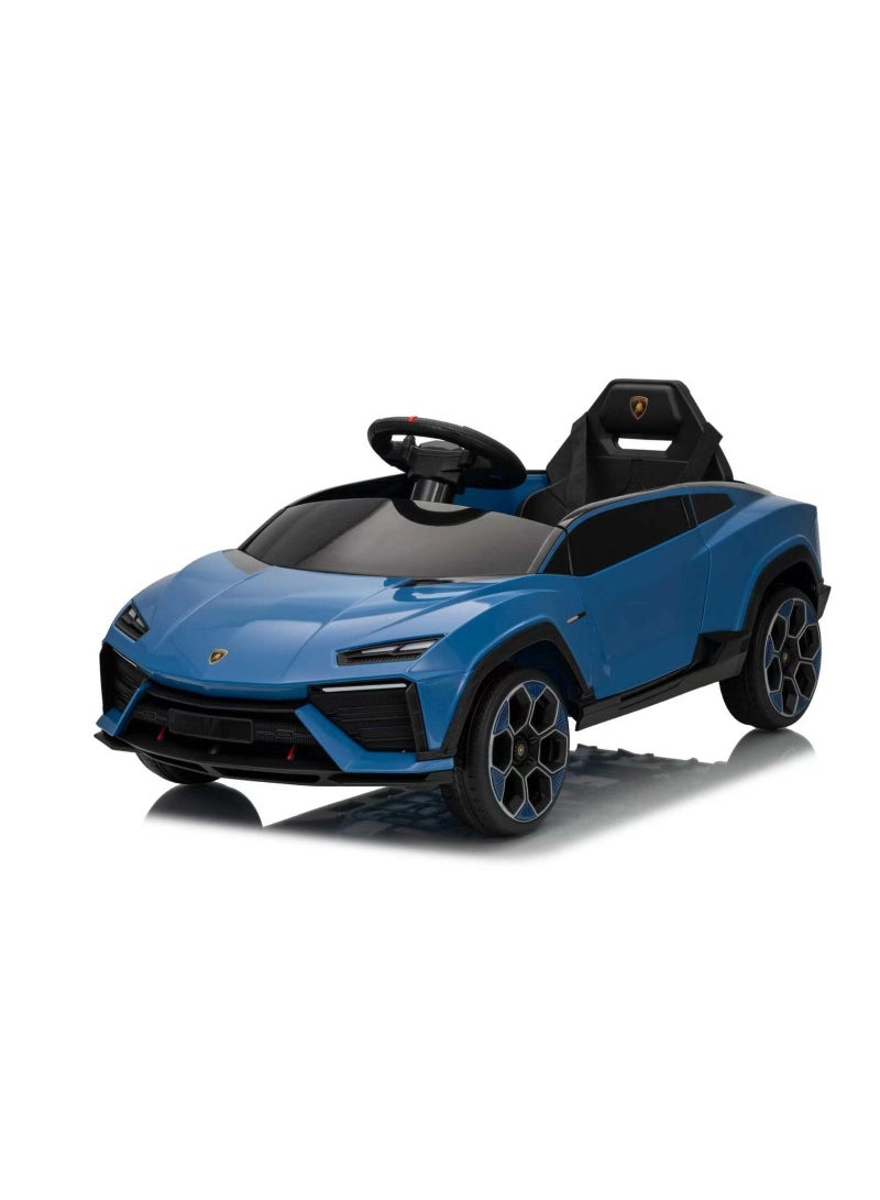 First Ride On Licensed Lamborghini Child Electric Car, for Kids to Drive, Kids Electric Car with Parent Remote Control, Kids Ride on Toys w/3 Speed, 3 Point Safety Belt, Bluetooth (Blue)