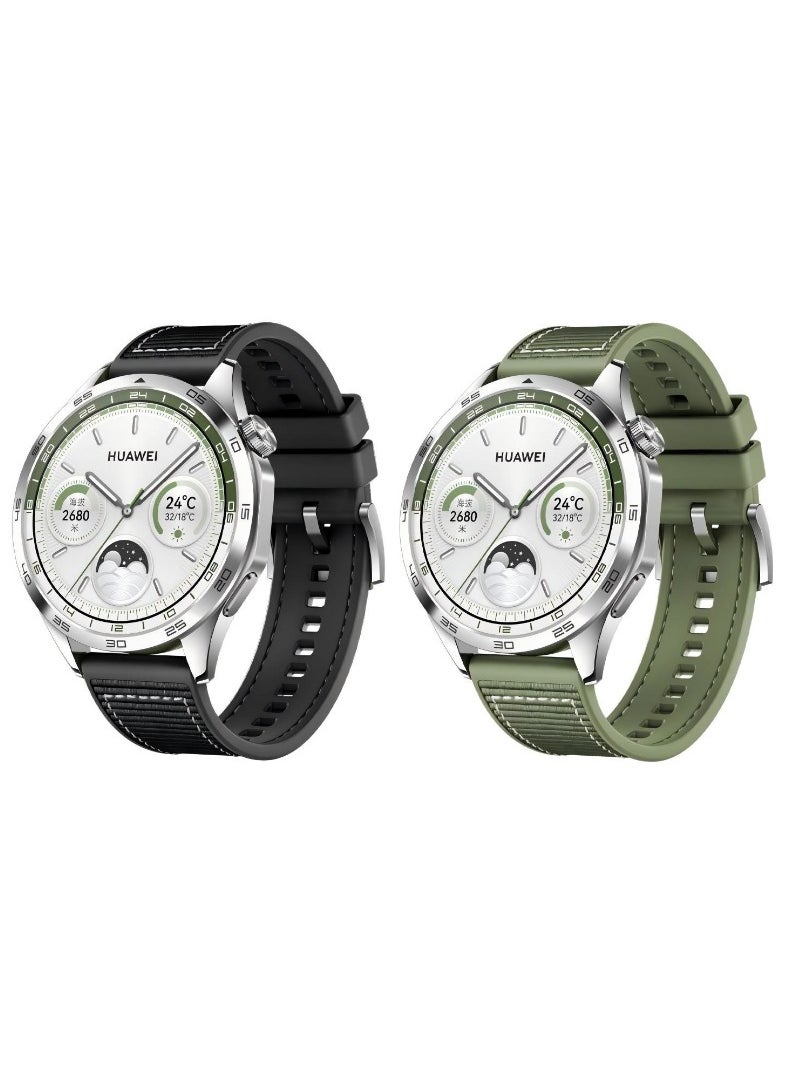 HW 2Pcs Nylon Braided Silicone Sport Watch Strap/Watchband For Huawei Watch GT5/GT4 22MM  - Image 1