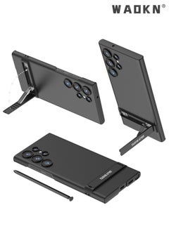 WAOKN for Samsung Galaxy S24 Ultra Case, Kickstand S24 Ultra Cover with 3 Stand Modes, Drop Protection, Shockproof Slim Phone Case with Patented Kickstand,Black  - Image 1