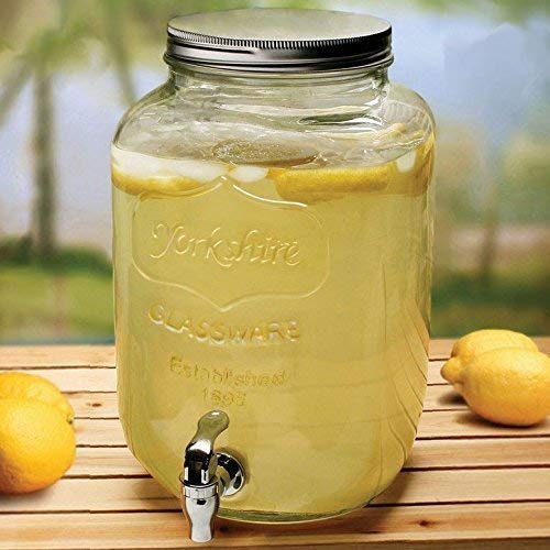 BUYER'S CHOICE BUYER'S CHOICE Glass Transparent Mason Jar Beverage Dispenser, Glass Air Tight, Liquor Dispenser Beer Dispenser, Cold Water Pitcher/Juice Dispenser Holder,4 Liter - 1 Piece  - Image 1