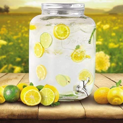 BUYER'S CHOICE BUYER'S CHOICE Glass Transparent Mason Jar Beverage Dispenser, Glass Air Tight, Liquor Dispenser Beer Dispenser, Cold Water Pitcher/Juice Dispenser Holder,4 Liter - 1 Piece  - Image 2